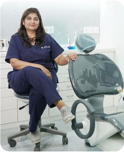 Dr Chaitali Parekh sitting in her dental clinic in vile parle mumbai